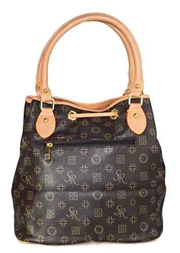 #1036 GOGO Damen Handtasche Beuteltasche Kunstleder Damentasche Tasche Braun -