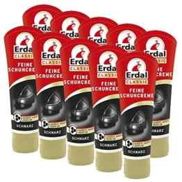 10x Erdal Classic Feine Schuhcreme Schwarz – Tubencreme, mit Bienenwachs 75 ml -