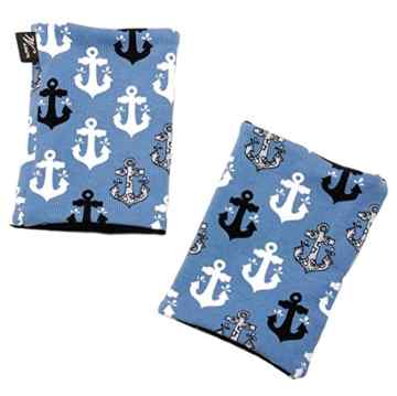 16299 | Pulswärmer, Kurz-Stulpen „SAILORS ANCHOR“ Label brit-M, Handgearbeitet in unserem Atelier in Deutschland