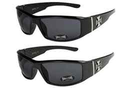 2er Pack Choppers 6608 Sonnenbrillen Motorradbrille Sportbrille Radbrille in den Farben schwarz, anthrazit, silber und weiß