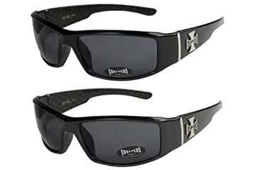 2er Pack Choppers 6608 Sonnenbrillen Motorradbrille Sportbrille Radbrille in den Farben schwarz, anthrazit, silber und weiß