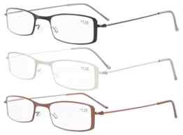3 Stuecke Edelstahlrahmen Halbe-Augen-Art Lesebrille +1.0