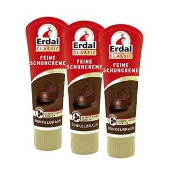 3x Erdal Classic Feine Schuhcreme Dunkelbraun – Tubencreme, mit Bienenwachs 75 ml -