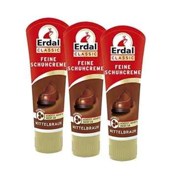 3x Erdal Classic Feine Schuhcreme Mittelbraun – Tubencreme, mit Bienenwachs 75 ml -