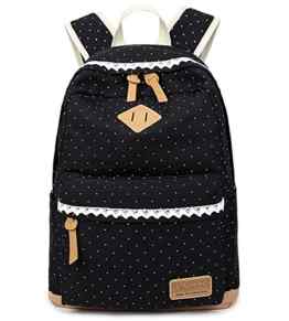 5 ALL Fashion Mädchen Schulrucksack Damen Canvas Rucksack Teenager Baumwollstoff Schultasche Outdoor Freizeit Daypacks mit Schicker Lace QXT-6066