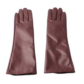 Accessoryo – Damen elegant mocca faux Leder lange Handschuhe