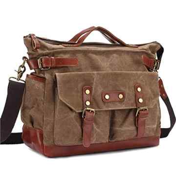 Aidonger Unisex Canvas und Leder Schultertasche