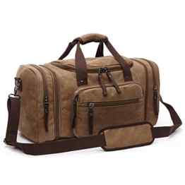 Aizbo Unisex Reise-Duffles Leinenreisetasche Reisetasche Umhängetasche Handtasche (Ausdehnungs-Kapazität: 58 * 25 * 30cm) (Braun)