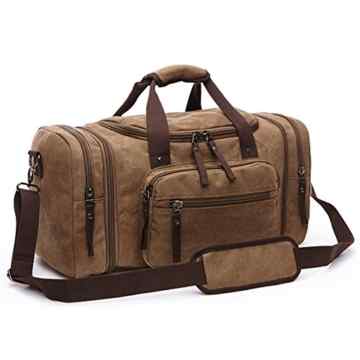 Aizbo Unisex Reise-Duffles Leinenreisetasche Reisetasche Umhängetasche Handtasche (Ausdehnungs-Kapazität: 58 * 25 * 30cm) (Braun)