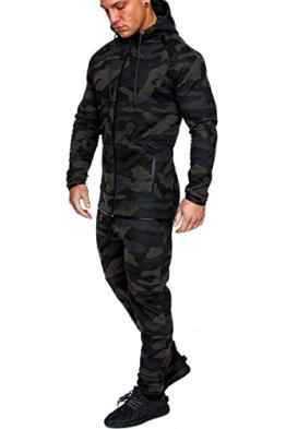 Amaci&Sons Camouflage Herren Sportanzug Jogginganzug Trainingsanzug Sporthose+Hoodie 1007