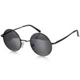 Aroncent Herren Damen Sonnenbrille, Retro Rund Kreis Strahlenschutz Polarisierte Sonnenbrille, Vollrand Sonnenbrille, 3 Farben: Silber, Blau, Schwarz