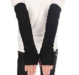 BACKSPORT Damen Mädchen Fingerlos Armstulpen Handschuhe gestrickt Lang