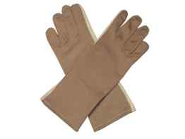 BE-X NOMEX Einsatzhandschuhe, flammsicher mit Lederbesatz, lang – TAN