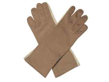BE-X NOMEX Einsatzhandschuhe, flammsicher mit Lederbesatz, lang – TAN