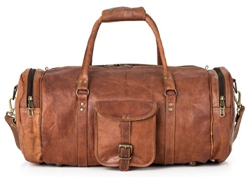 BERLINER BAGS Texas XL Geräumige Reisetasche Sport-tasche Weekender Wochenendtrip Handgepäck Freizeittasche Gymbag aus Leder Damen Herren Qualität Vintage Design Neu Braun Groß 60 cm 45 liter