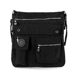 Bag Street Umhängetasche schwarz Nylon-Damenhandtasche mit Fee-Anhänger OTJ206S