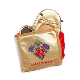 Ballerinas faltbar – BALLEROLLAS – 100% Echtleder – Wechselschuhe, gold Gr. 37/38