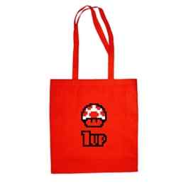 Baumwolltasche Jutebeutel — Toad 1UP