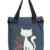 Baymate Damen Shopper Schultertasche Katze Muster Reißverschluss Einkaufstasche