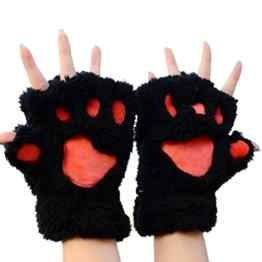 Bluelans® Niedlich Pfote Plüsch Fingerlose Handschuhe Damenhandschuhe Winterhandschuhe