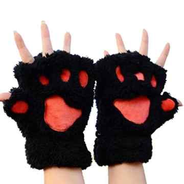 Bluelans® Niedlich Pfote Plüsch Fingerlose Handschuhe Damenhandschuhe Winterhandschuhe