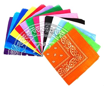 Boolavard Satz von 12 Paisley Bandanas, 12 Farben (Pflaume Lila, Burnt Orange, Rotguss Grau, Königsblau , Vivid Cerise, Rot, Schwarz, Baby-Rosa, Gelb, lindgrün, Weiß, Grün) 100% Baumwolle