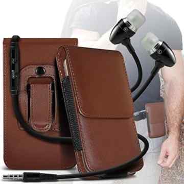 (Braun) für Doogee bei T5 (PU) Leder Gürtelclip Tasche Case Abdeckung Holster mit magnetischen Knopf + Aluminium earphonesDoogee T5 von i-Tronixs