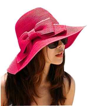 Butterme Damen Mädchen Bowknot Roll-Up Sandstrand Sonnenhüte Wide Brim faltbare Sommer Hut Strohhut Sonnenhut