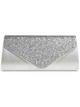 CASPAR TA332 Damen elegante große XL Envelope Glitzer Clutch Tasche Abendtasche