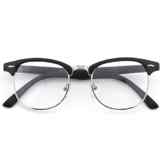 CGID 50er Jahre Retro Nerd Brille Halbrahmen Hornbrille Clubmaster Stil Rockabilly Streberbrille