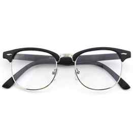 CGID 50er Jahre Retro Nerd Brille Halbrahmen Hornbrille Clubmaster Stil Rockabilly Streberbrille