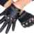 Calonice Amorino Damen Lederhandschuhe kurz schwarz mit silberfarbene Metallkette und softem Schafsleder gefüttert M-Size 6000