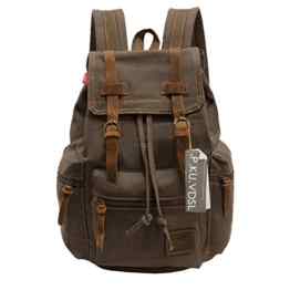 Canvas Rucksack, P.KU.VDSL-AUGUR REIHE Vintage Multifunktionstasche Canvas Schulrucksack Backpack für Herren Damen Outdoor Sports Reise Wandern Bergsteigen