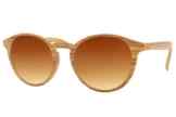 Cheapass Sonnenbrille Rund Holz Braun Blau Verspiegelt UV400 Retro Vintage Plastik Unisex