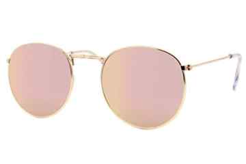 Cheapass Sonnenbrille Rund Metall Verspiegelt UV400 Damen Herren