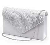 Clorislove Strass Damentasche Satin Clutch Bag Abendtasche Handtasche Umhängetasche Hochzeit mit mit Ketten Träger