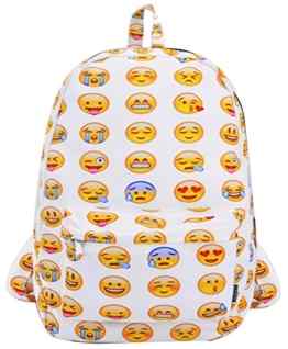 Coofit Leinwand Rucksack Cool Kinder Schultasche Smiley Schulter Tasche für Frauen