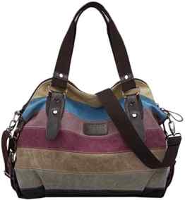 Coofit Multi-Color-Striped Canvas Damen Handtasche / Umhängetasche