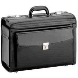 D&N Business & Travel Pilotenkoffer Leder mit 2 Verschlüssen 46 cm Vortasche