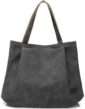 DCCN Canvas Shopper Bag Damen Handtasche Einkaufstasche mit Große Kapazität 48*38*15cm