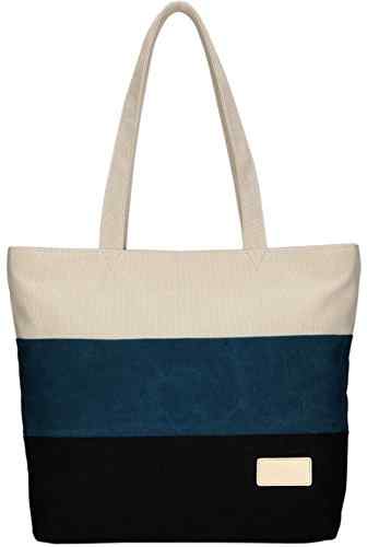 DCCN Canvas Shopper Bag Damen Handtasche Henkeltasche groß College Bag für Studenten 39*34*9cm