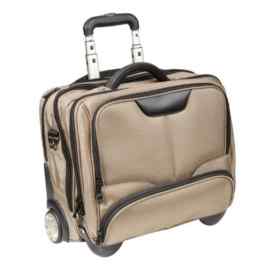 DERMATA Notebooktasche Notebooktrolley 17 Zoll Pilotenkoffer Trolley [ Laptop max. 41 x 29 cm] mit Schultergurt / Champagner