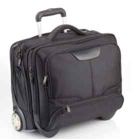 DERMATA Notebooktasche Notebooktrolley 17 Zoll Pilotenkoffer Trolley [ Laptop max. 41 x 29 cm] mit Schultergurt / SCHWARZ