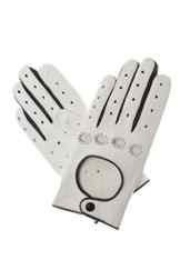 Damen Autohandschuhe, weiß / schwarz