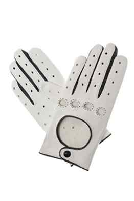 Damen Autohandschuhe, weiß / schwarz