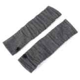 Damen Elastisch Verrippte Winter Fingerlose Arm Handschuhe Grau Paar