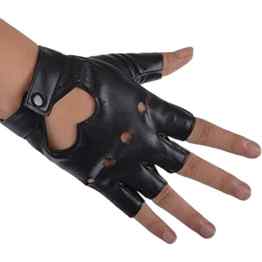 Damen Fingerlose Handschuhe – SODIAL(R)Damen PU Leder Niete Fingerlose Handschuhe Schwarz