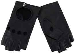 Damen Handschuhe fingerlos – hochwertiges weiches Nappaleder Schafsleder in schwarz
