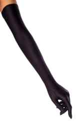 Damen Handschuhe lang Satin Abendmode schwarz weiss rot 10372 -one size-