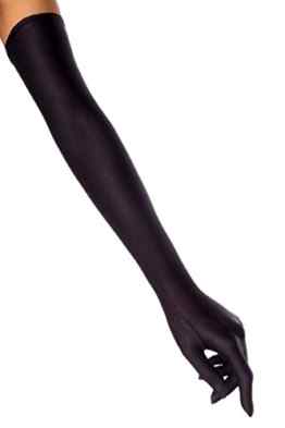 Damen Handschuhe lang Satin Abendmode schwarz weiss rot 10372 -one size-